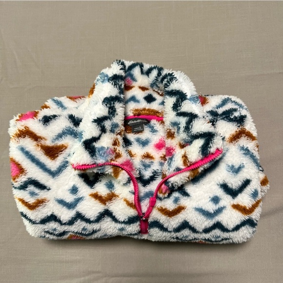 Eddie Bauer 1/4 Zip Pullover Fleece Aztec Print So Soft Size L - Picture 9 of 9